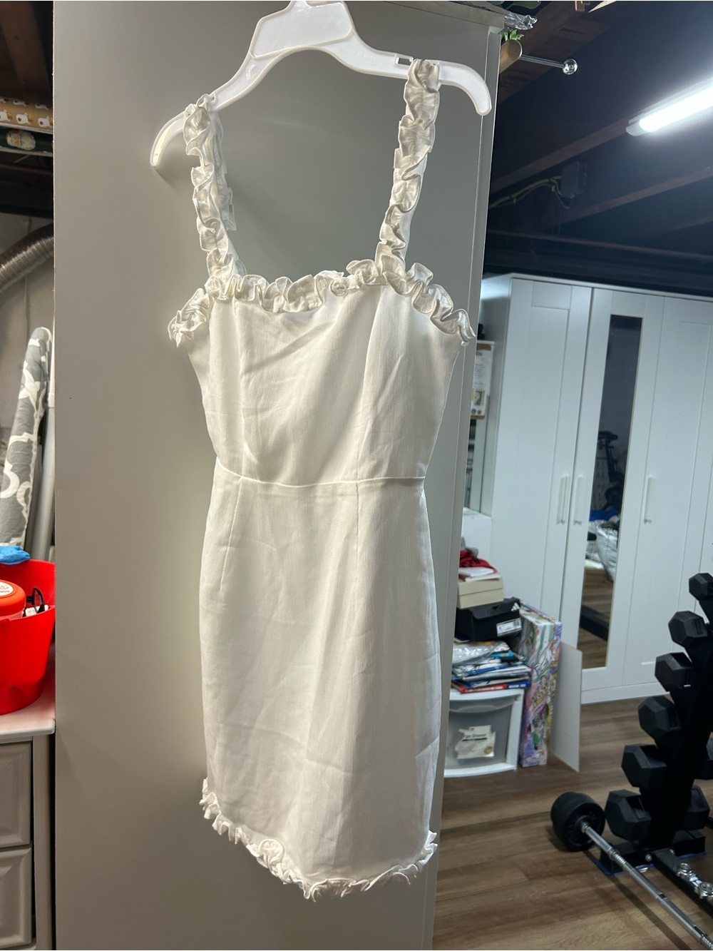 superdown White Ruffled Mini Dress
